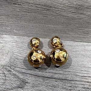 kate spade Gold-Tone Crystal Ball Drop Earrings